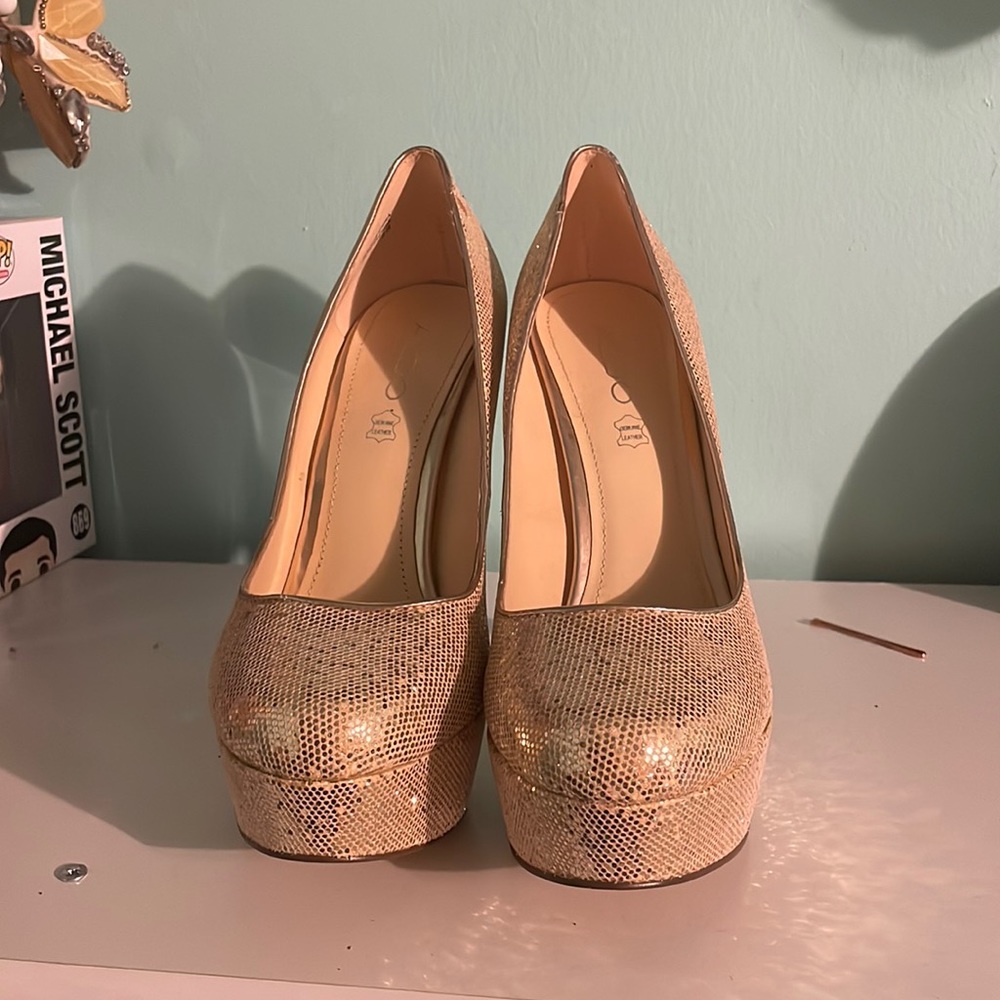 Gold platform heels